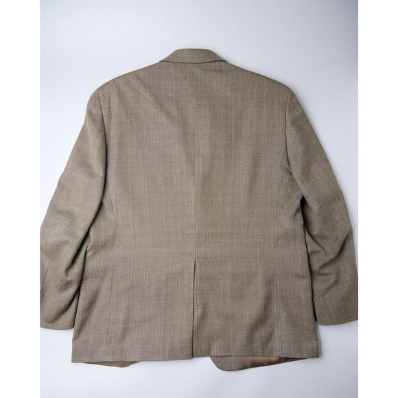 Vtg Lauren Ralph Lauren Blazer 42R Tan Plaid Wool Jacket Single Breasted Notch - Picture 2 of 9